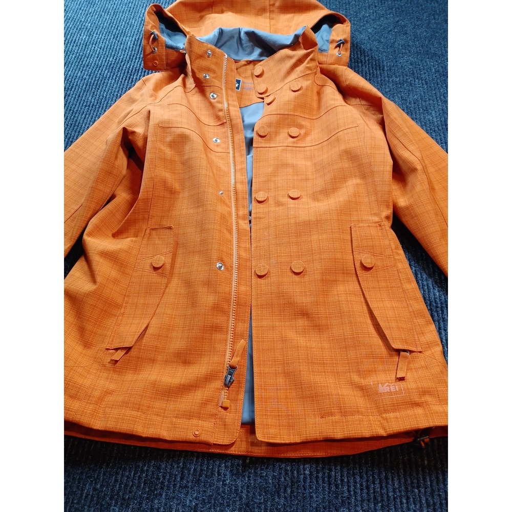 REI MADRONA Orange‎ Plaid Waterproof  Hooded Jacket Women's S - Picture 8 of 13
